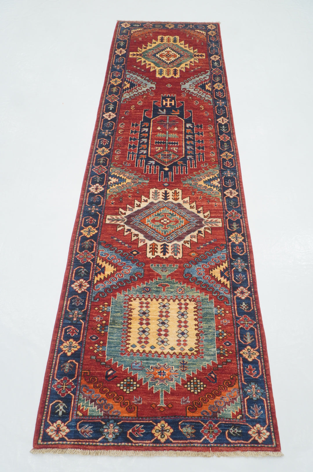 3 x 10 Ft Red Malayer Afghan hand knotted Oriental Runner Rug