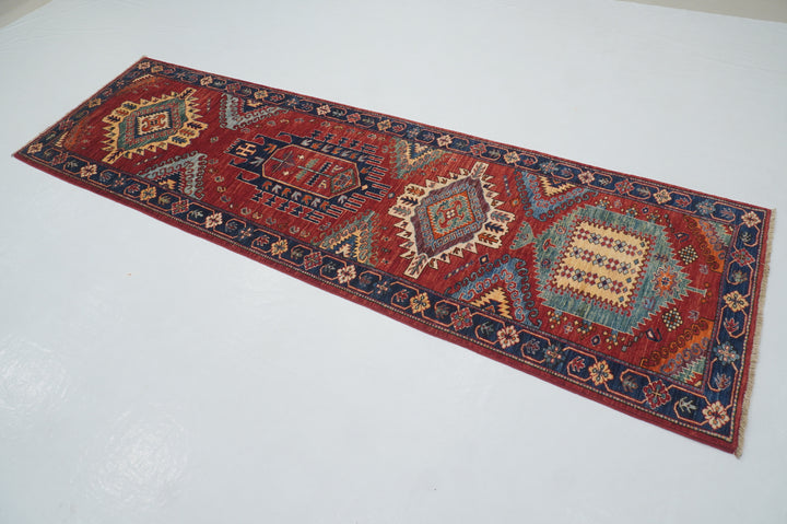 3 x 10 Ft Red Malayer Afghan hand knotted Oriental Runner Rug