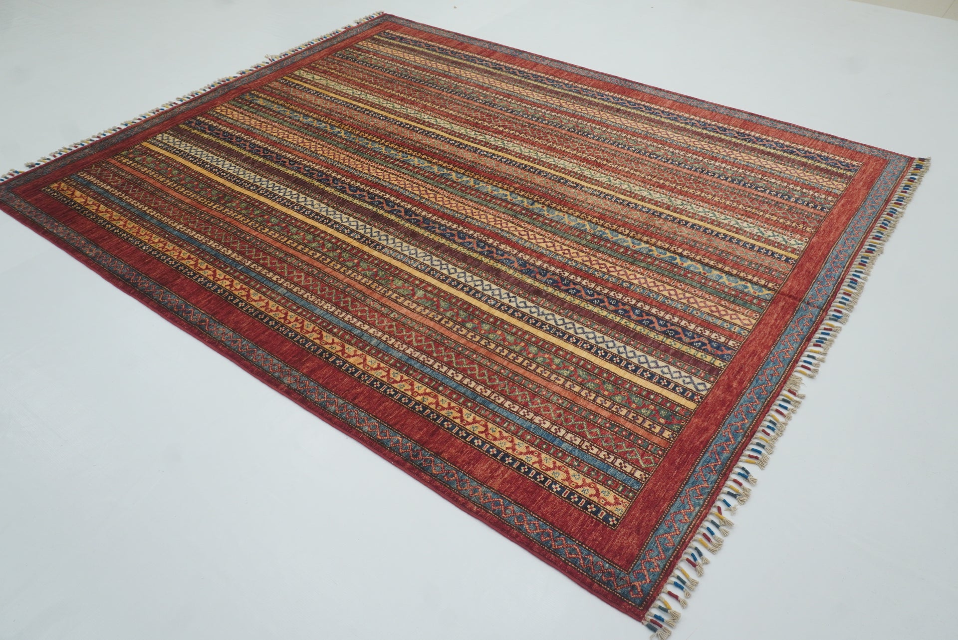 7x8 Red Turkish Style Hand-Knotted Tribal Rug