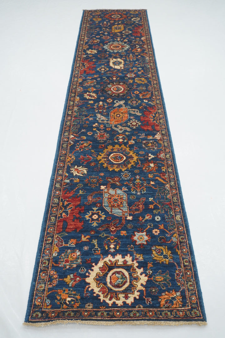 11 ft Blue Bidjar Afghan Hand knotted Oriental Runner Rug - Yildiz Rugs