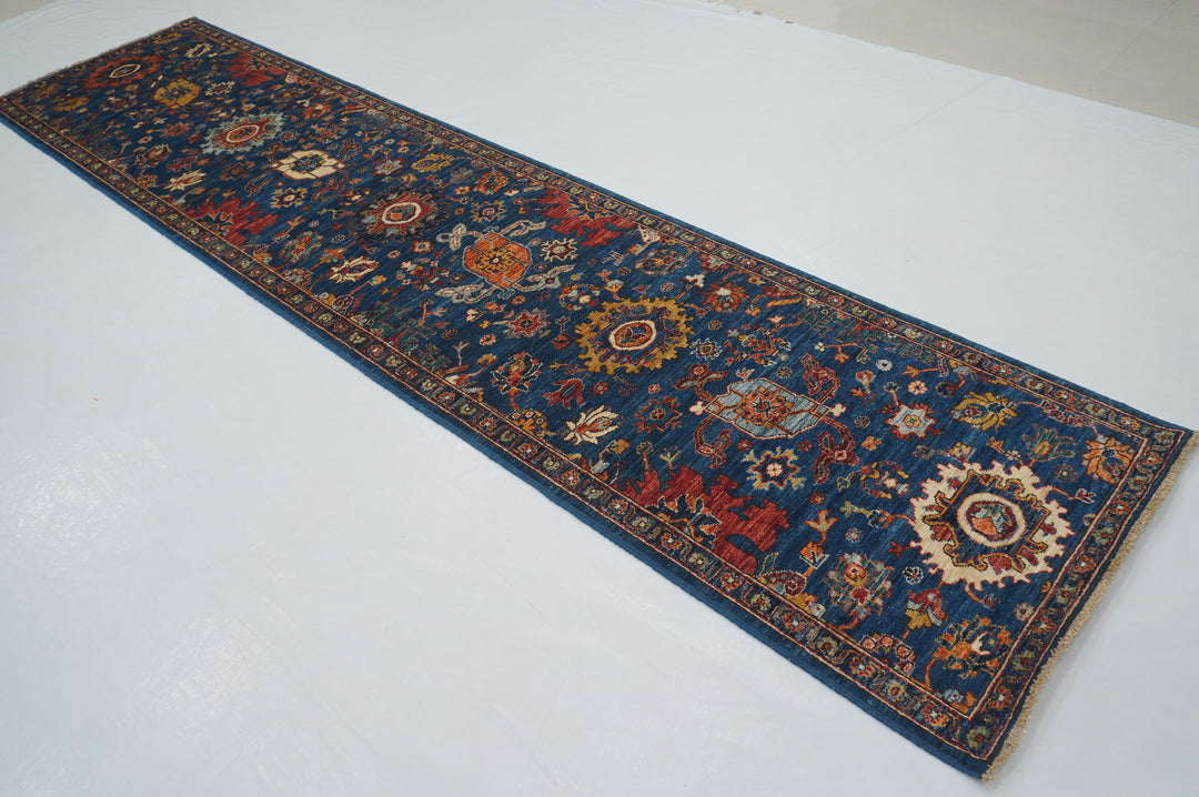 11 ft Blue Bidjar Afghan Hand knotted Oriental Runner Rug - Yildiz Rugs