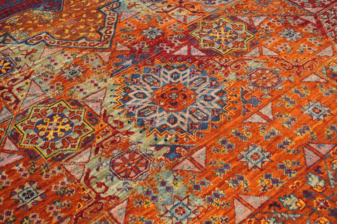 9x12 Rusty Red Mamluk Turkish Modern Medallion Rug