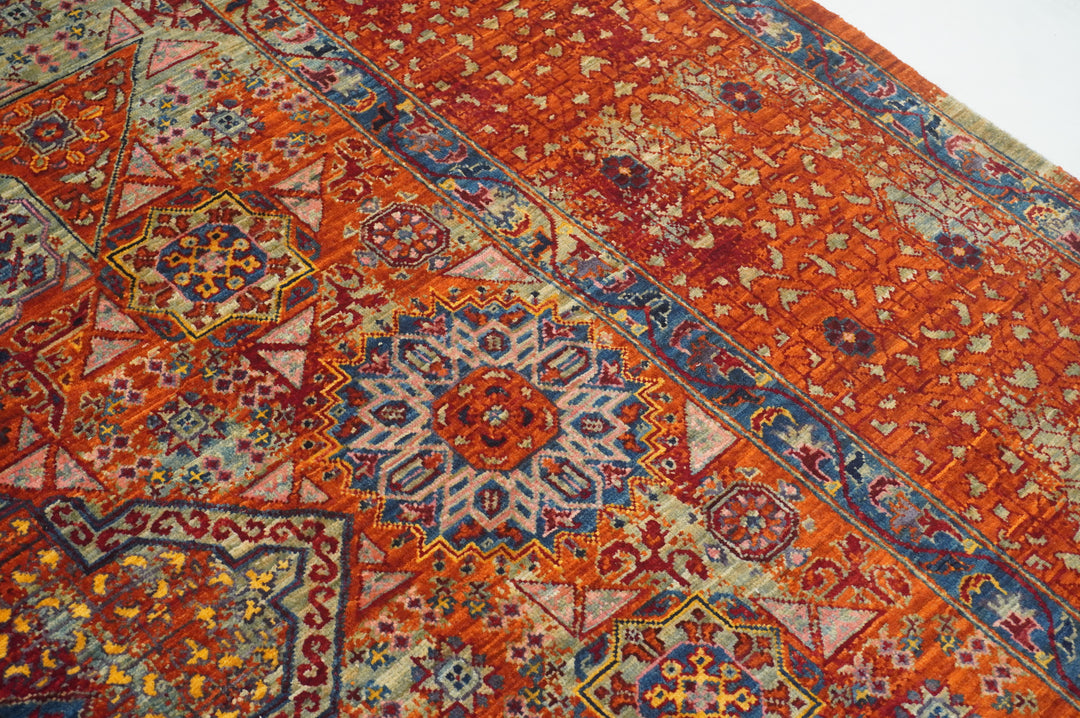 9x12 Rusty Red Mamluk Turkish Modern Medallion Rug