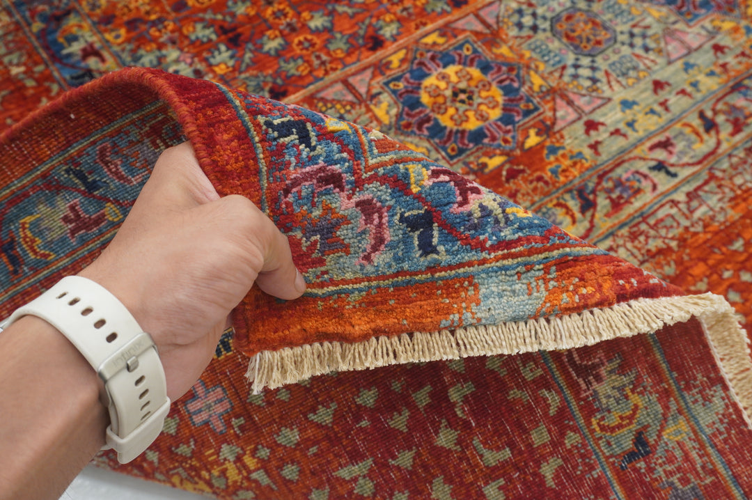 9x12 Rusty Red Mamluk Turkish Modern Medallion Rug