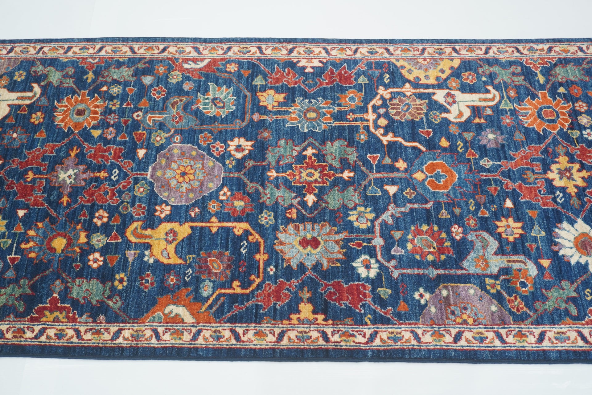 2'10"x9'8" Navy Blue Bidjar Hand-Knotted Afghan Runner Rug