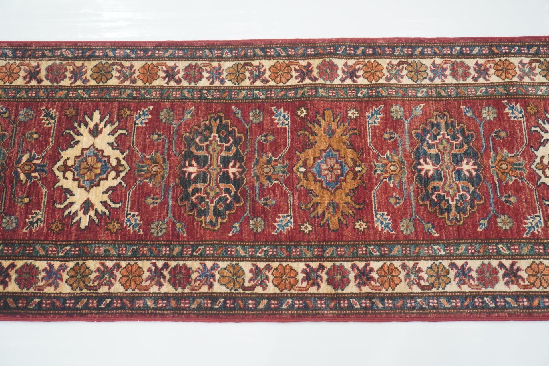 2x6 Red Kazak Afghan Hand knotted Runner Rug