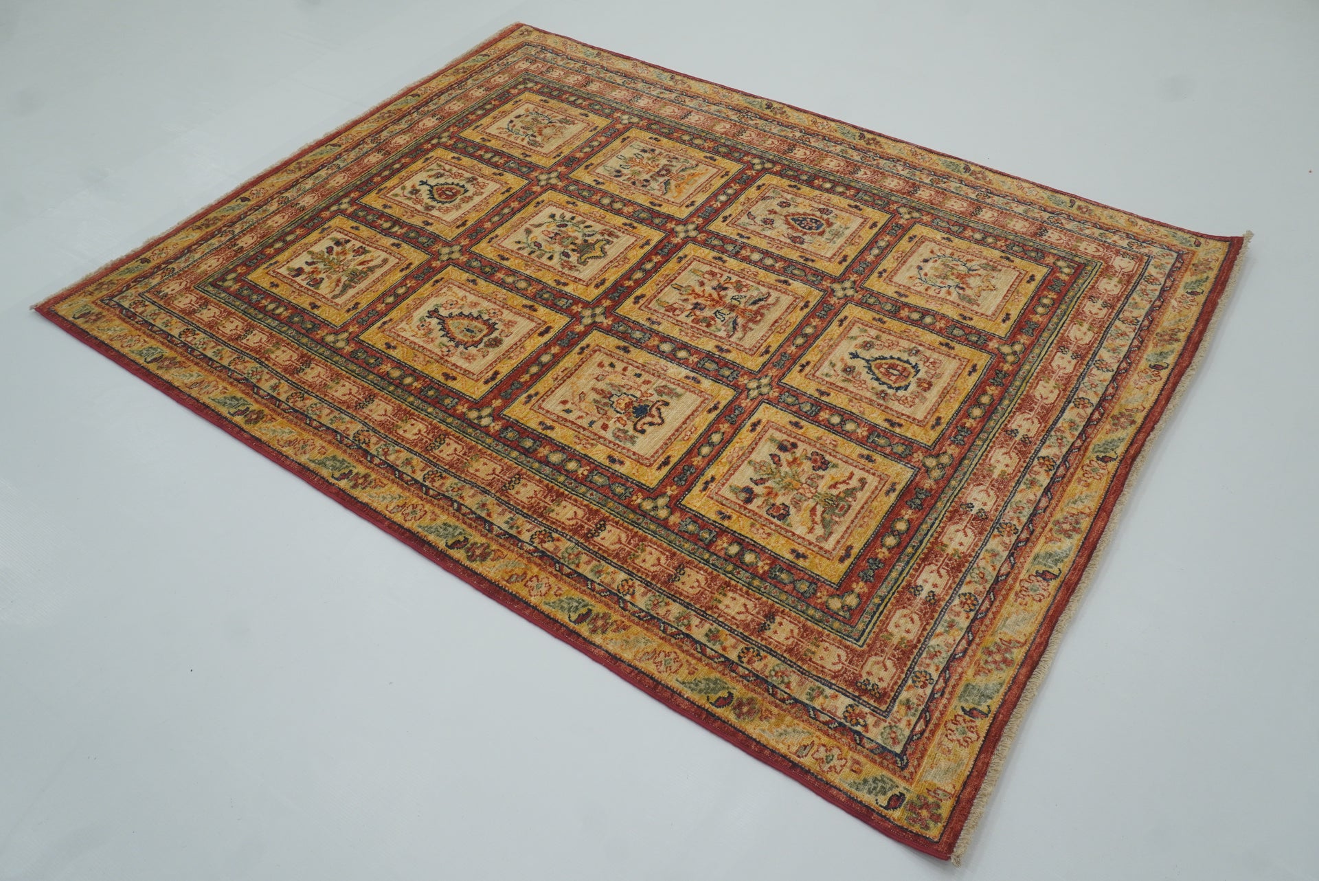 5x6 Beige Bakhtiar Afghan Hand-Knotted Oriental Rug