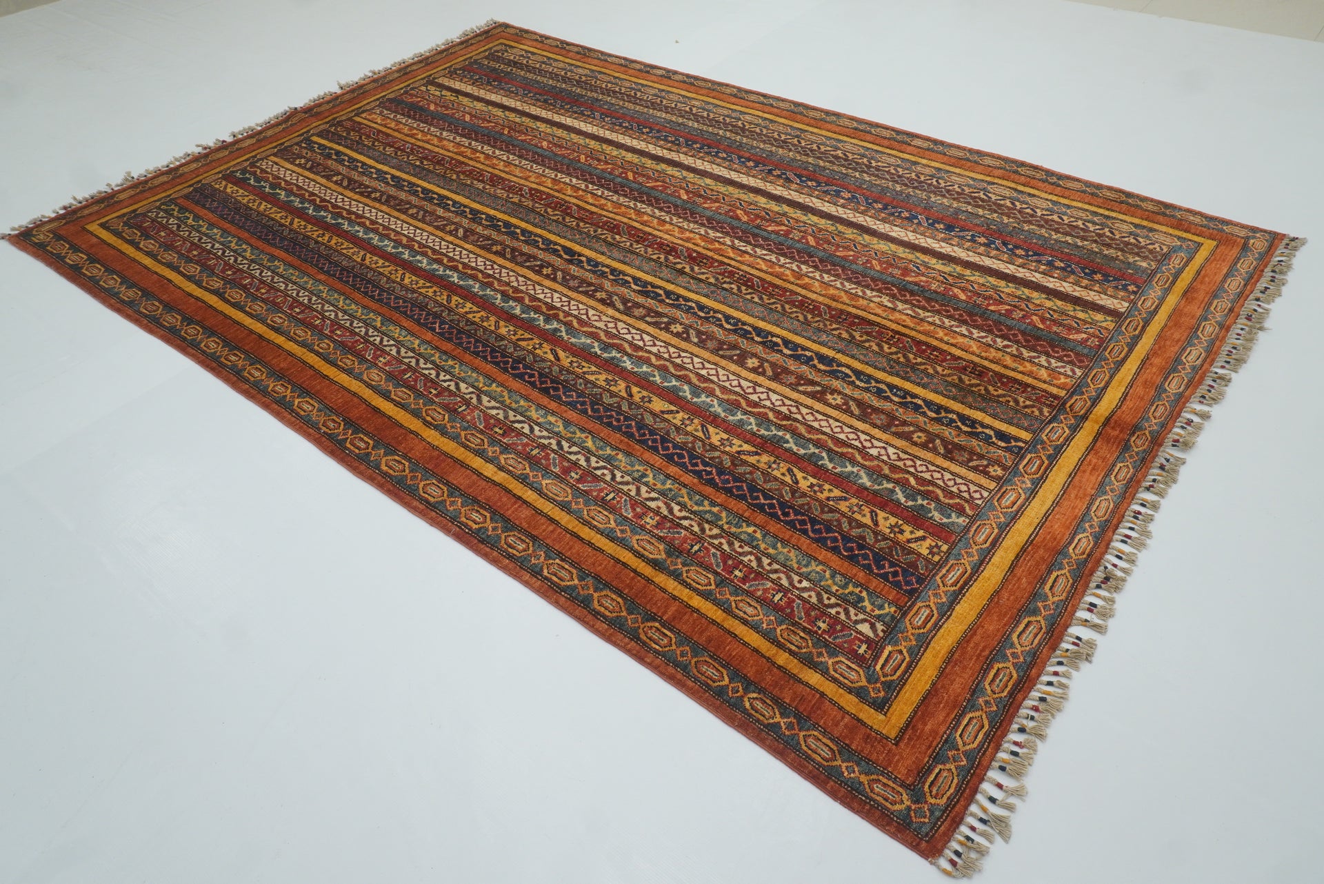 7x10 Rust Red Turkish Style Hand-Knotted Wool Rug