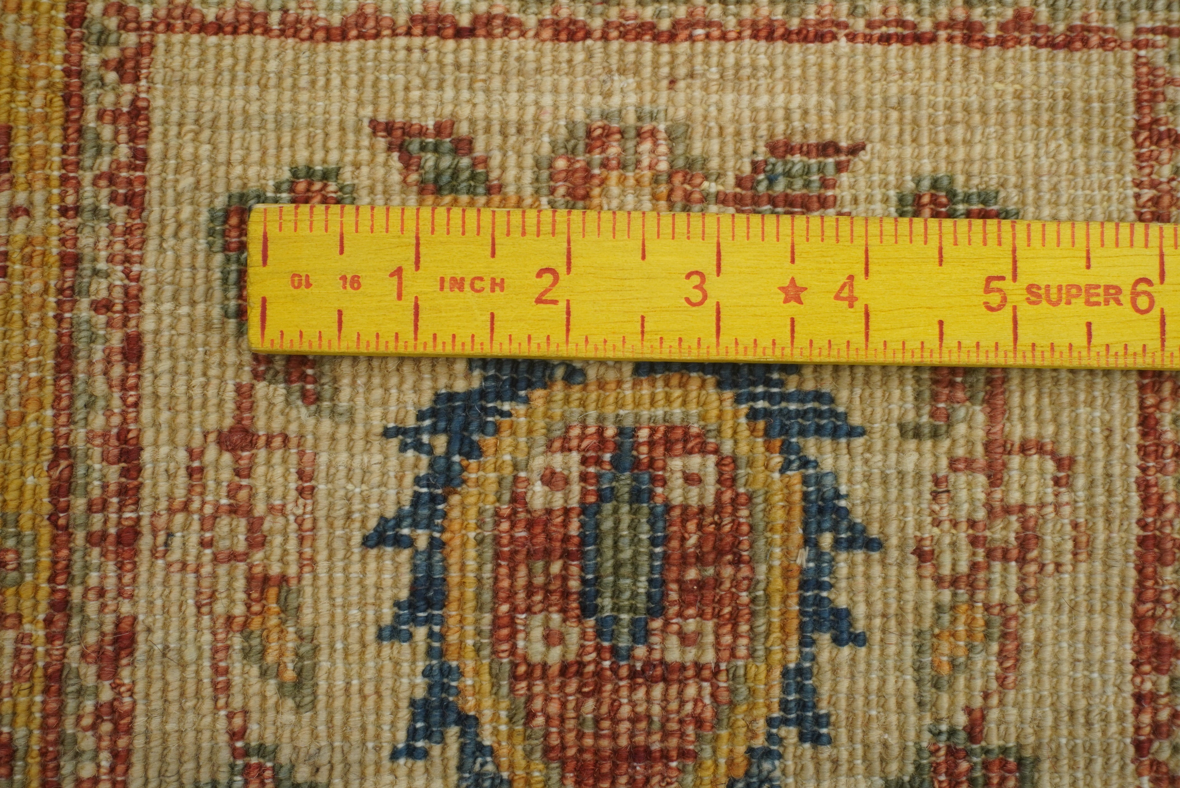 10 ft Red Beige Vintage Afghan Hand knotted Runner Rug - Yildiz Rugs