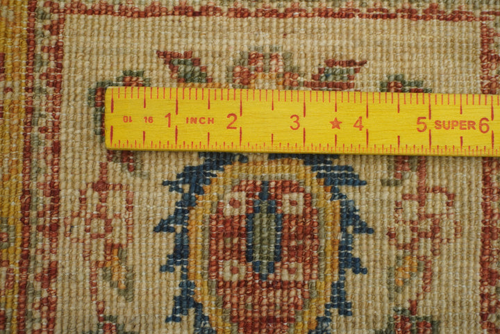 10 ft Red Beige Vintage Afghan Hand knotted Runner Rug - Yildiz Rugs