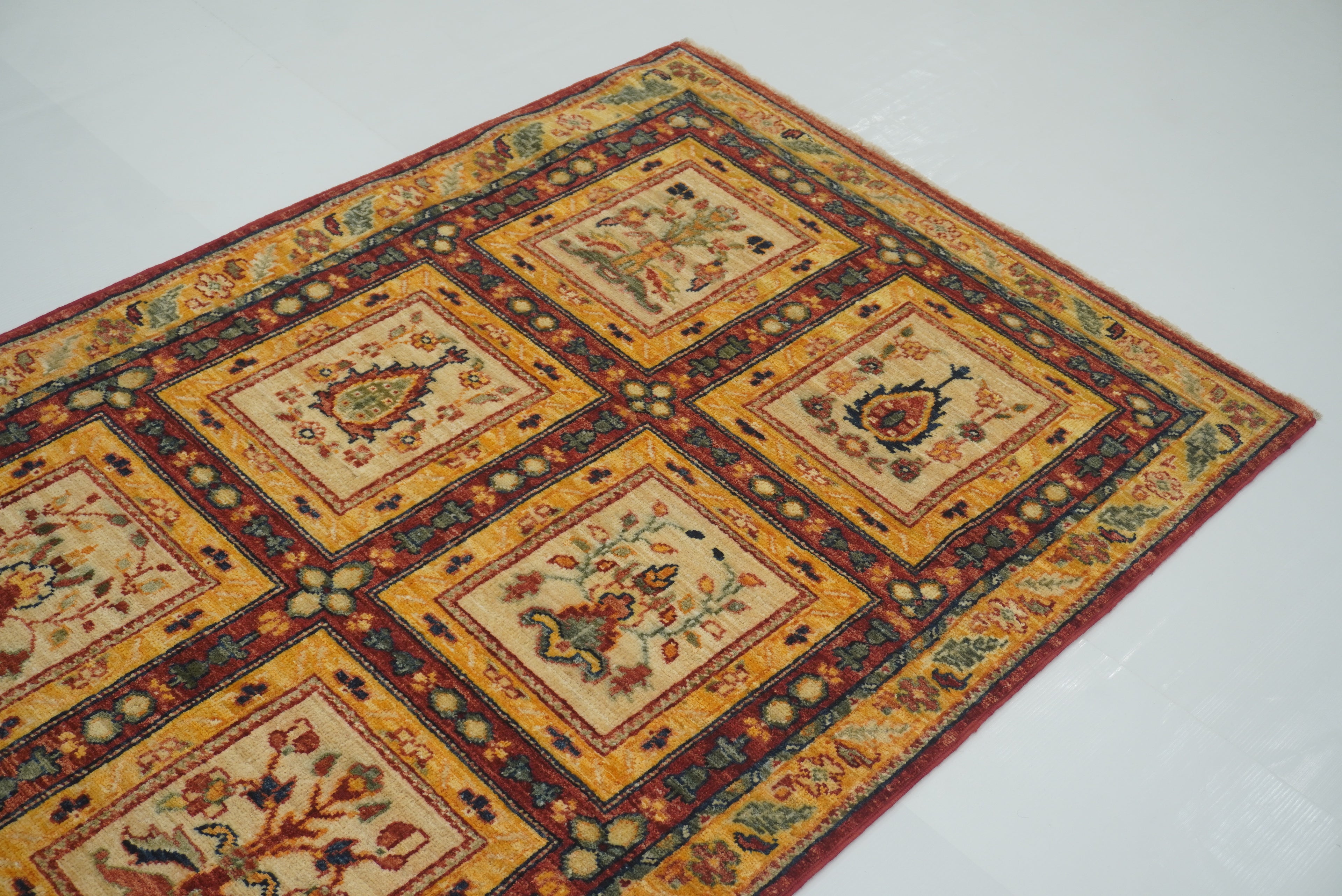3x10 ft Red Beige Vintage Afghan Hand knotted Runner Rug - Yildiz Rugs