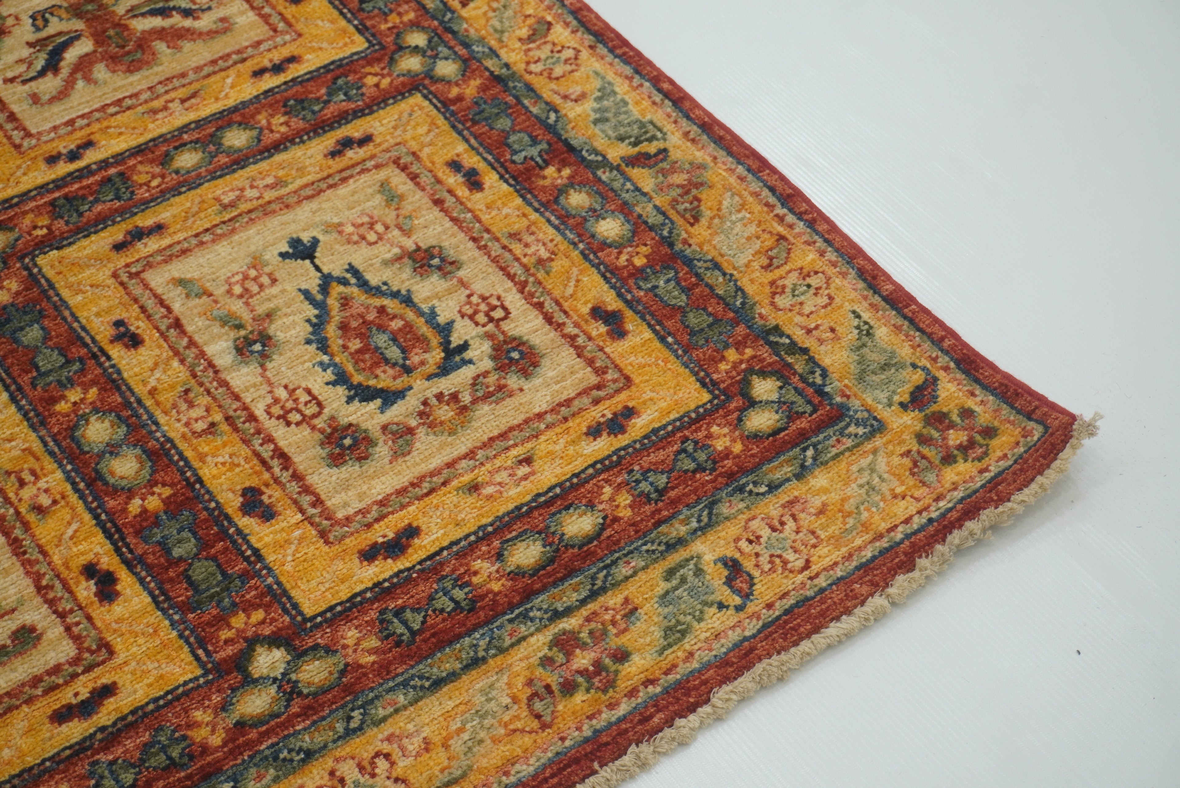 3x10 ft Red Beige Vintage Afghan Hand knotted Runner Rug - Yildiz Rugs
