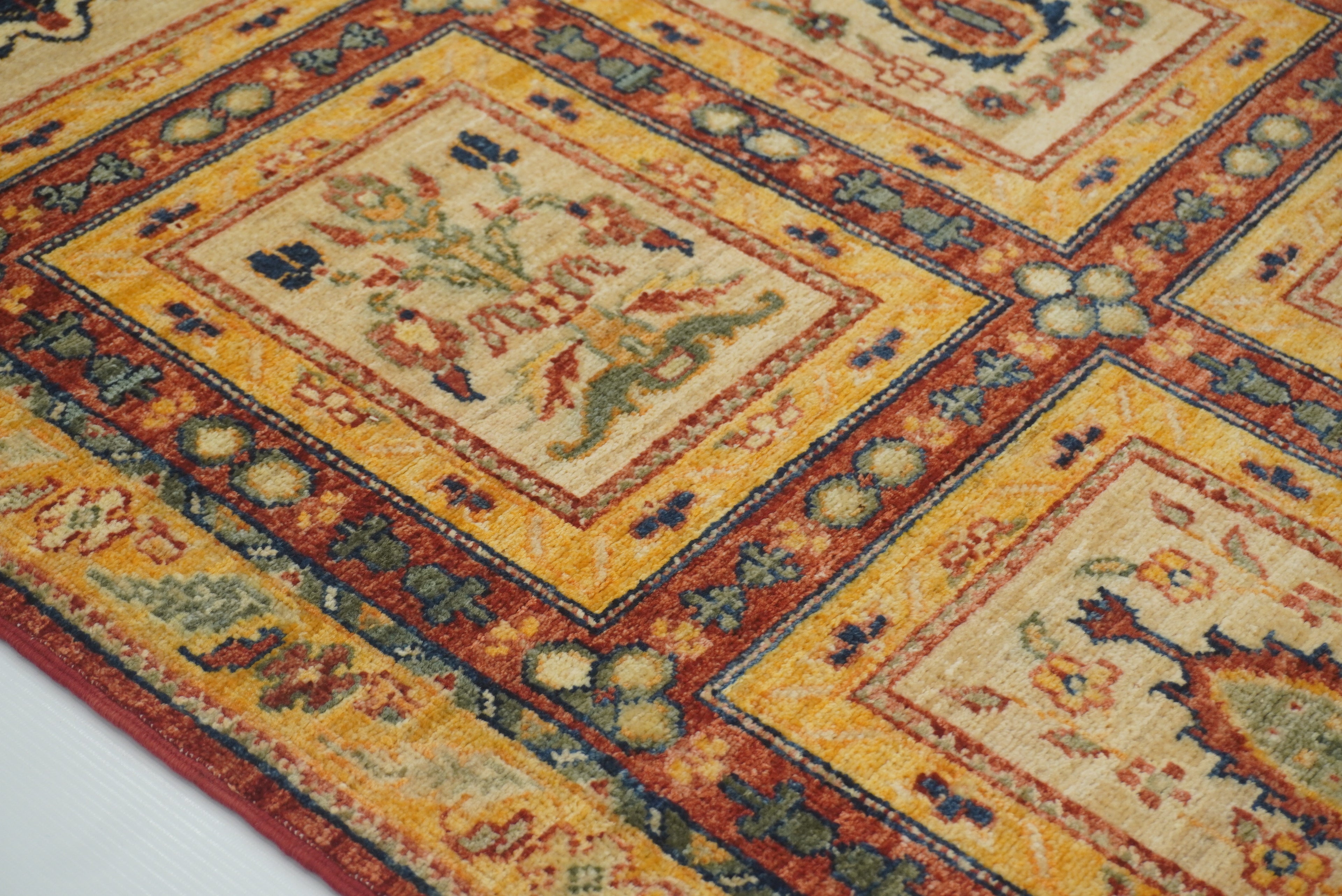 3x10 ft Red Beige Vintage Afghan Hand knotted Runner Rug - Yildiz Rugs