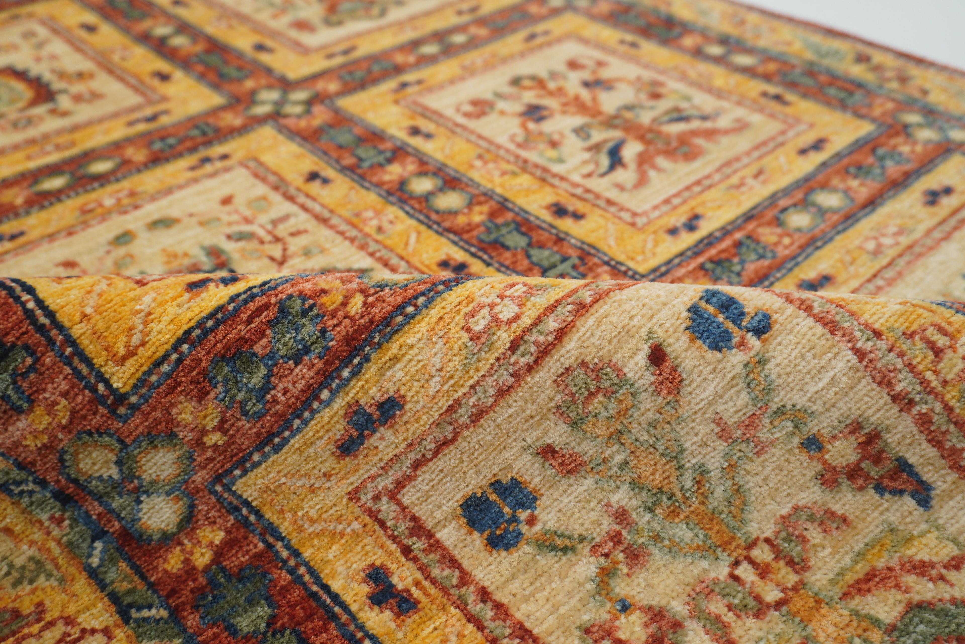 3x10 ft Red Beige Vintage Afghan Hand knotted Runner Rug - Yildiz Rugs
