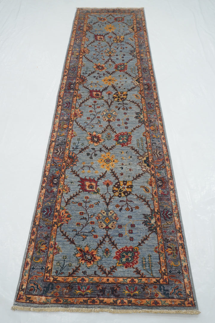 3 x 10 Ft Blue Bidjar Afghan hand knotted Oriental Runner Rug - Yildiz Rugs