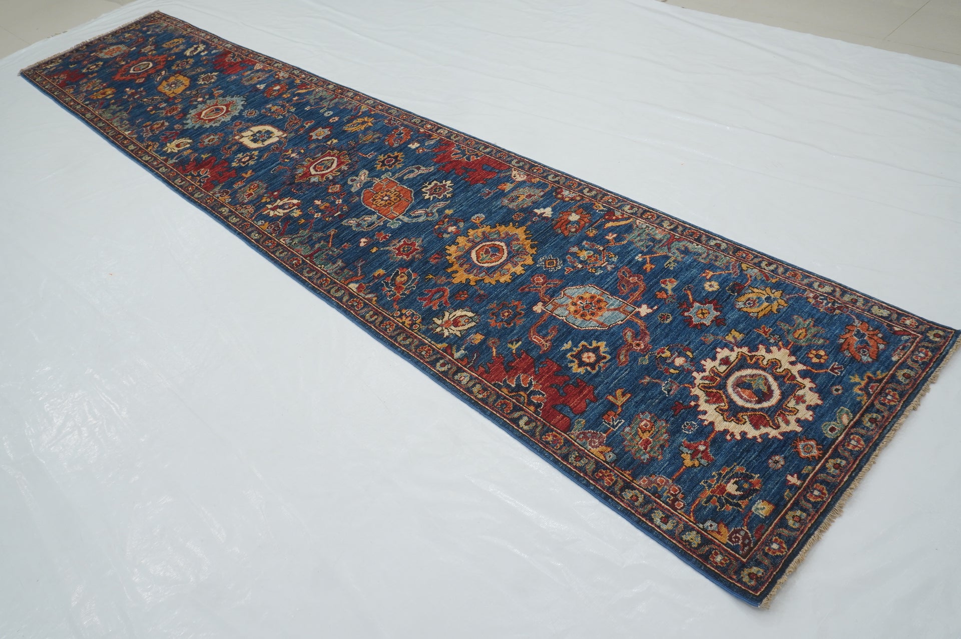 3 x 13 Ft Dark Blue Bidjar Afghan hand knotted Oriental Runner Rug - Yildiz Rugs