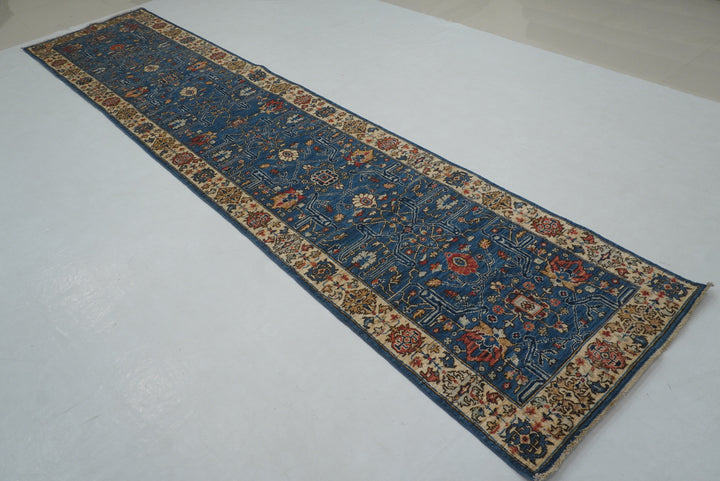 14 Ft Bidjar Blue Afghan hand knotted Oriental Runner Rug