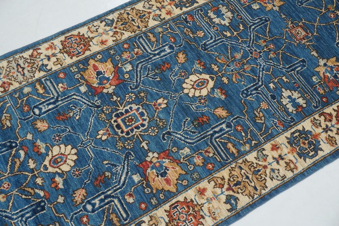 14 Ft Bidjar Blue Afghan hand knotted Oriental Runner Rug