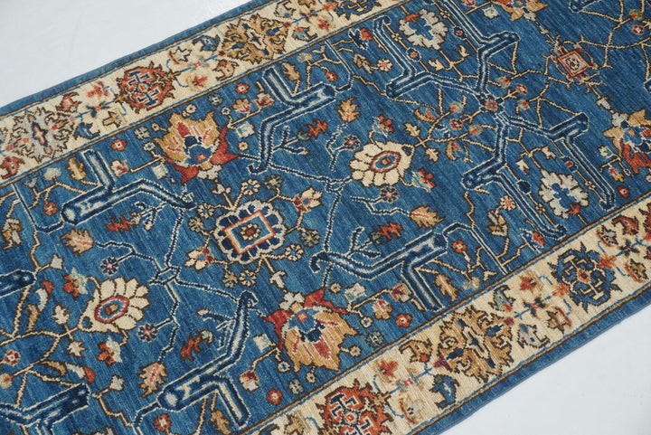 14 Ft Bidjar Blue Afghan hand knotted Oriental Runner Rug