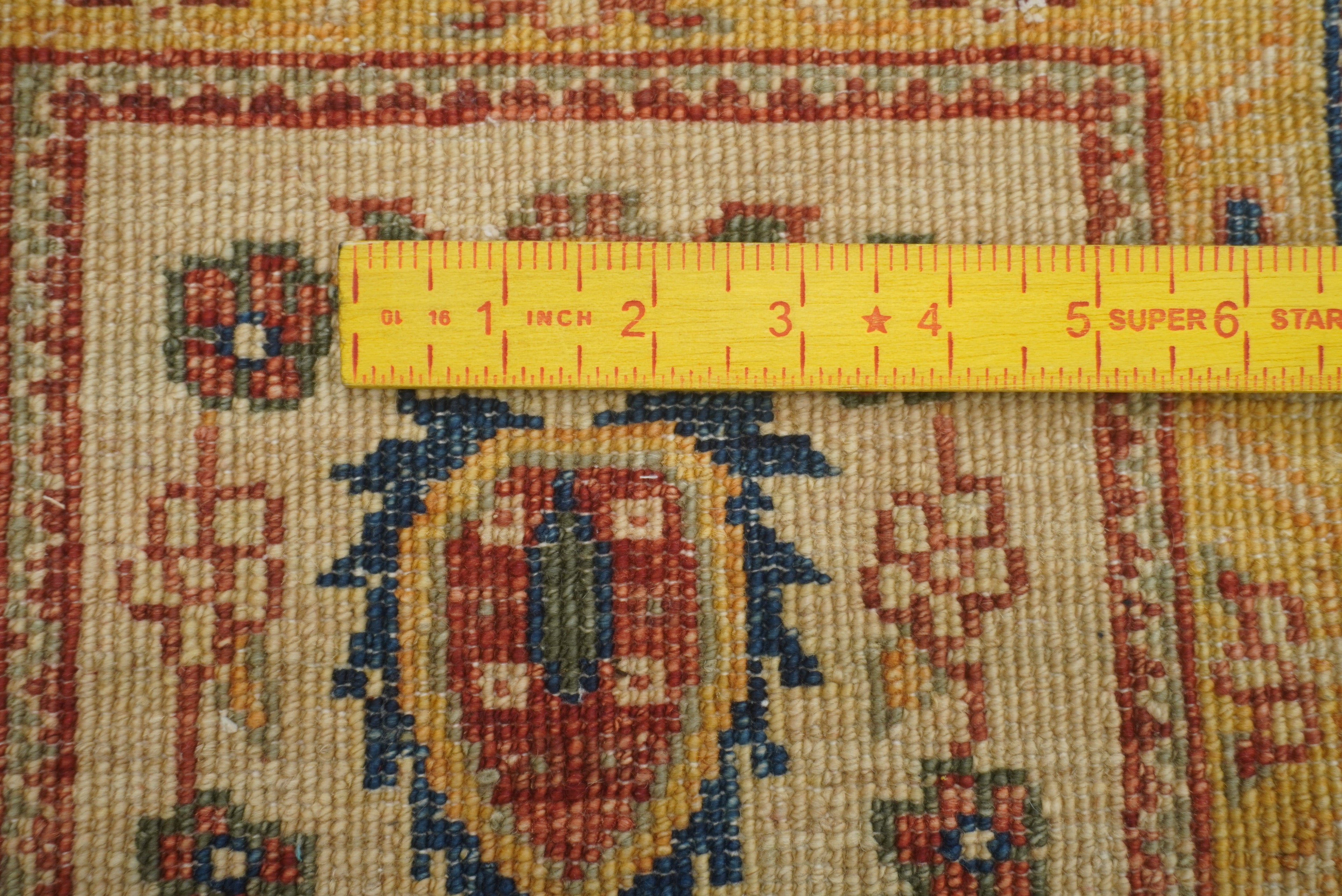 9 ft Beige Hand Knotted Afghan Wool Runner Rug - Yildiz Rugs