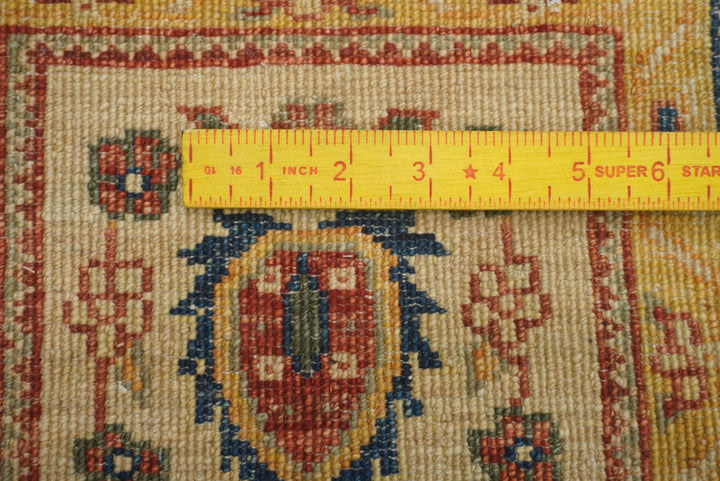 9 ft Beige Hand Knotted Afghan Wool Runner Rug - Yildiz Rugs