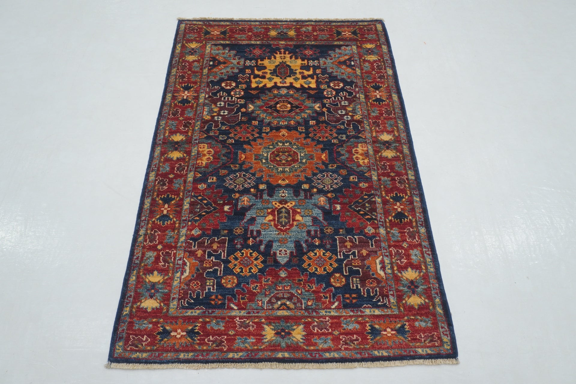 3x5 Navy Blue Baluch Afghan Hand knotted Tribal Rug