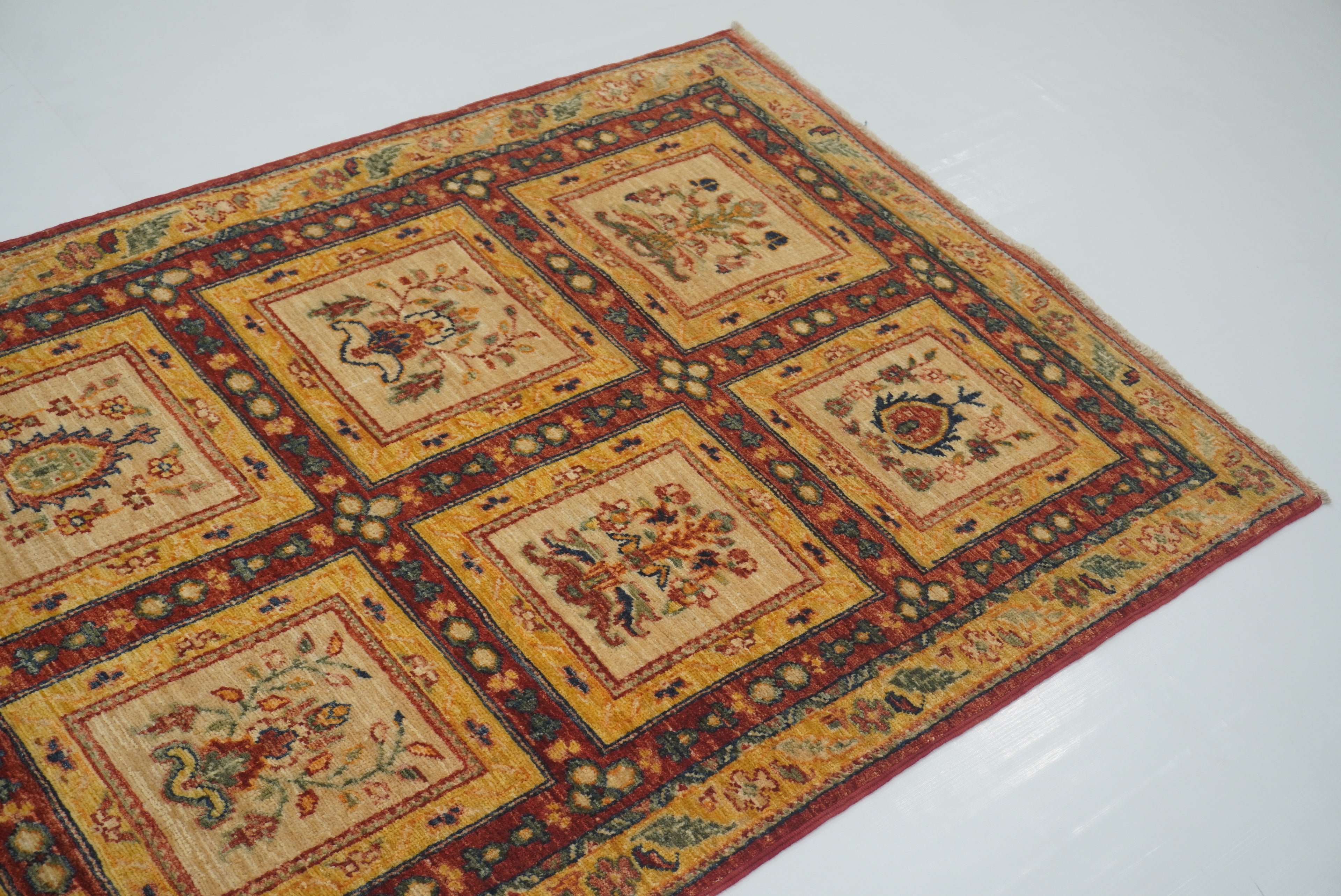 3x10 ft Beige Vintage Afghan Hand knotted Runner Rug - Yildiz Rugs