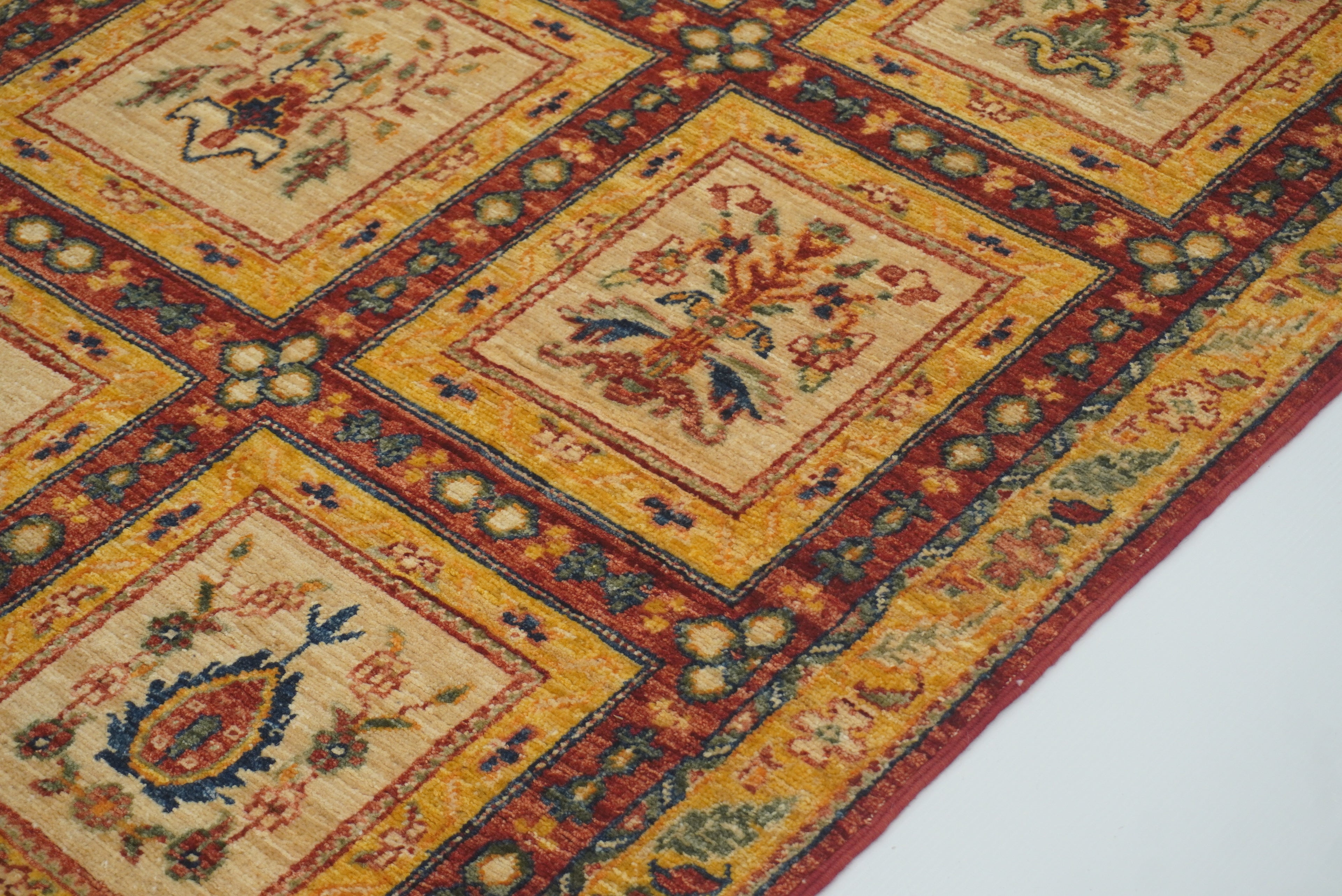 3x10 ft Beige Vintage Afghan Hand knotted Runner Rug - Yildiz Rugs