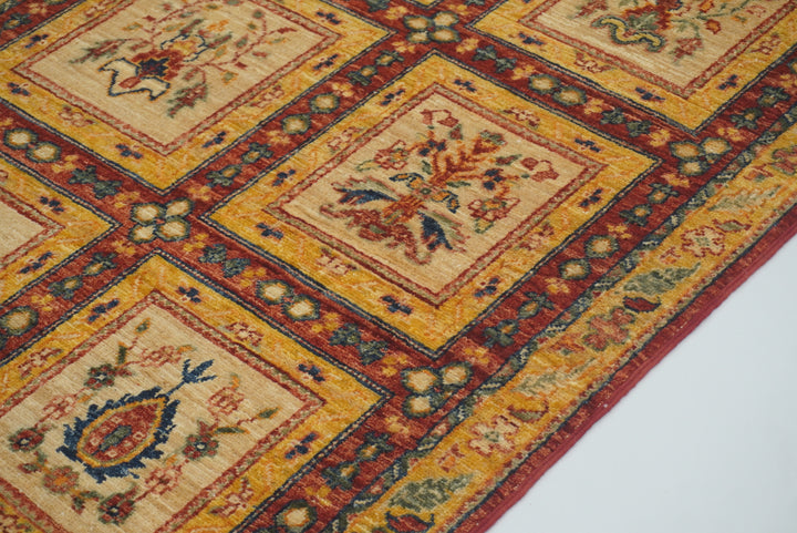 3x10 ft Beige Vintage Afghan Hand knotted Runner Rug - Yildiz Rugs