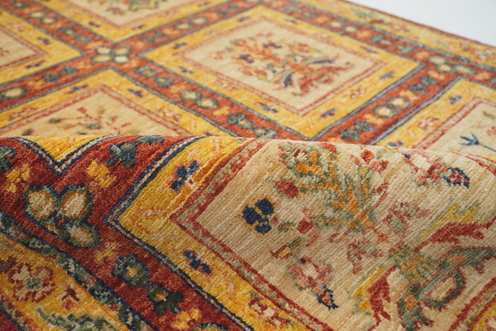 3x10 ft Beige Vintage Afghan Hand knotted Runner Rug - Yildiz Rugs