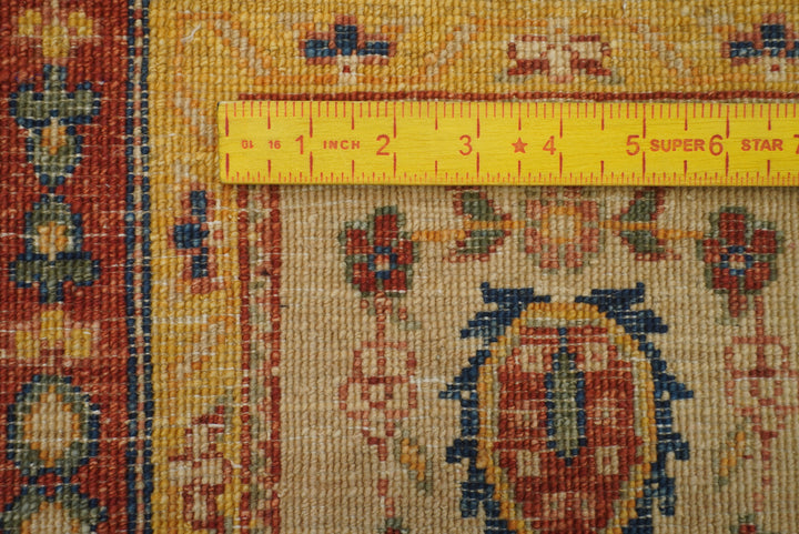 3x10 ft Beige Vintage Afghan Hand knotted Runner Rug - Yildiz Rugs