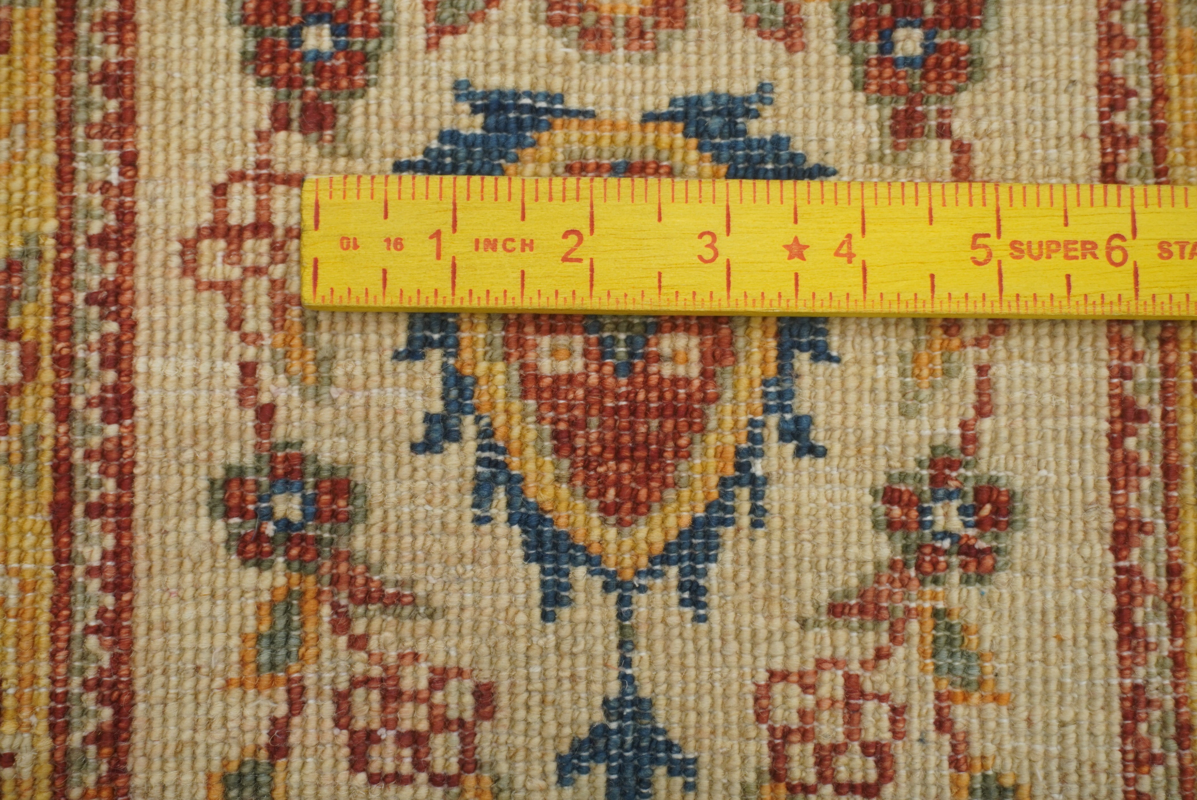 10 ft Beige Hand Knotted Afghan Wool Runner Rug - Yildiz Rugs