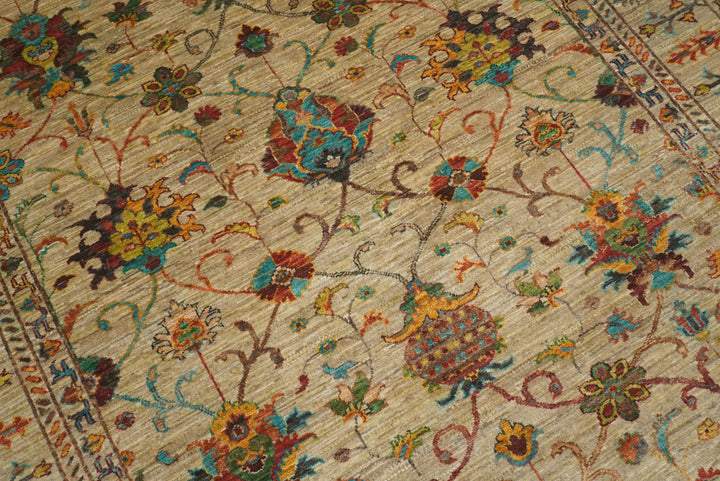 6x8 Beige Waziri Afghan Hand Knotted Oriental Rug - Yildiz Rugs