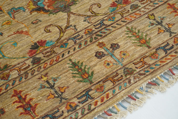 6x8 Beige Waziri Afghan Hand Knotted Oriental Rug - Yildiz Rugs