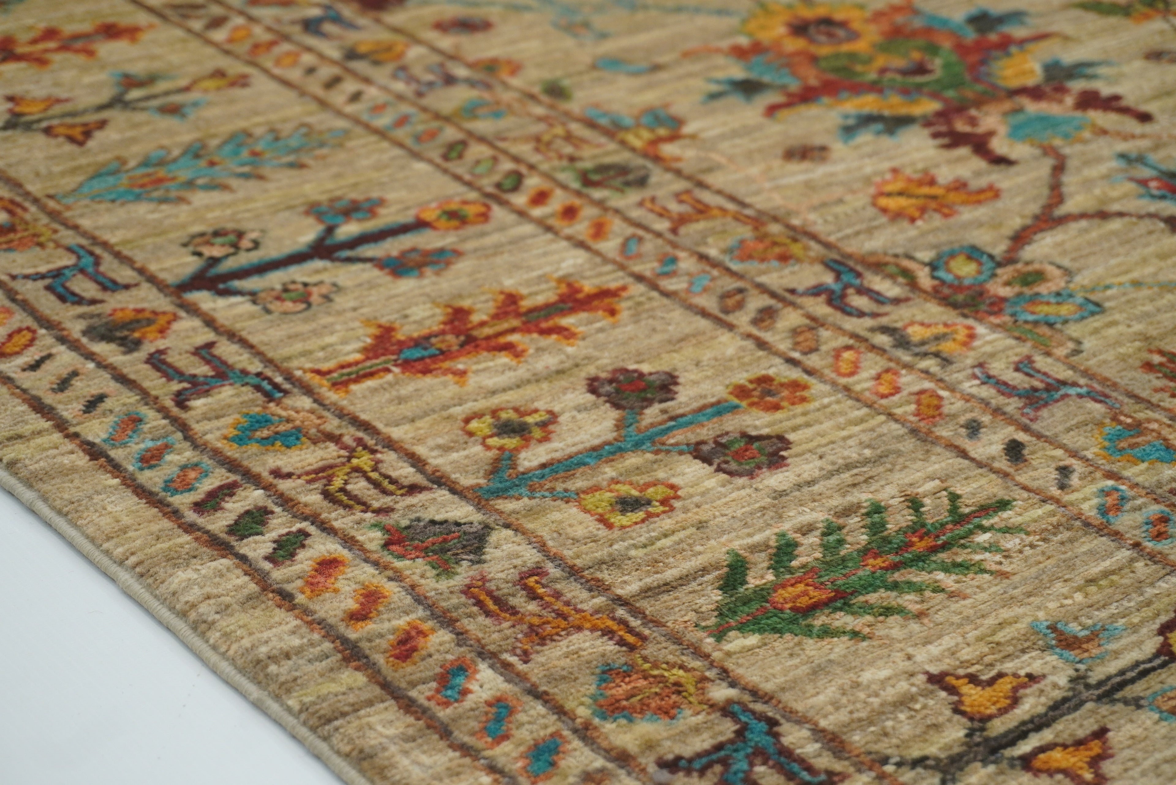 6x8 Beige Waziri Afghan Hand Knotted Oriental Rug - Yildiz Rugs