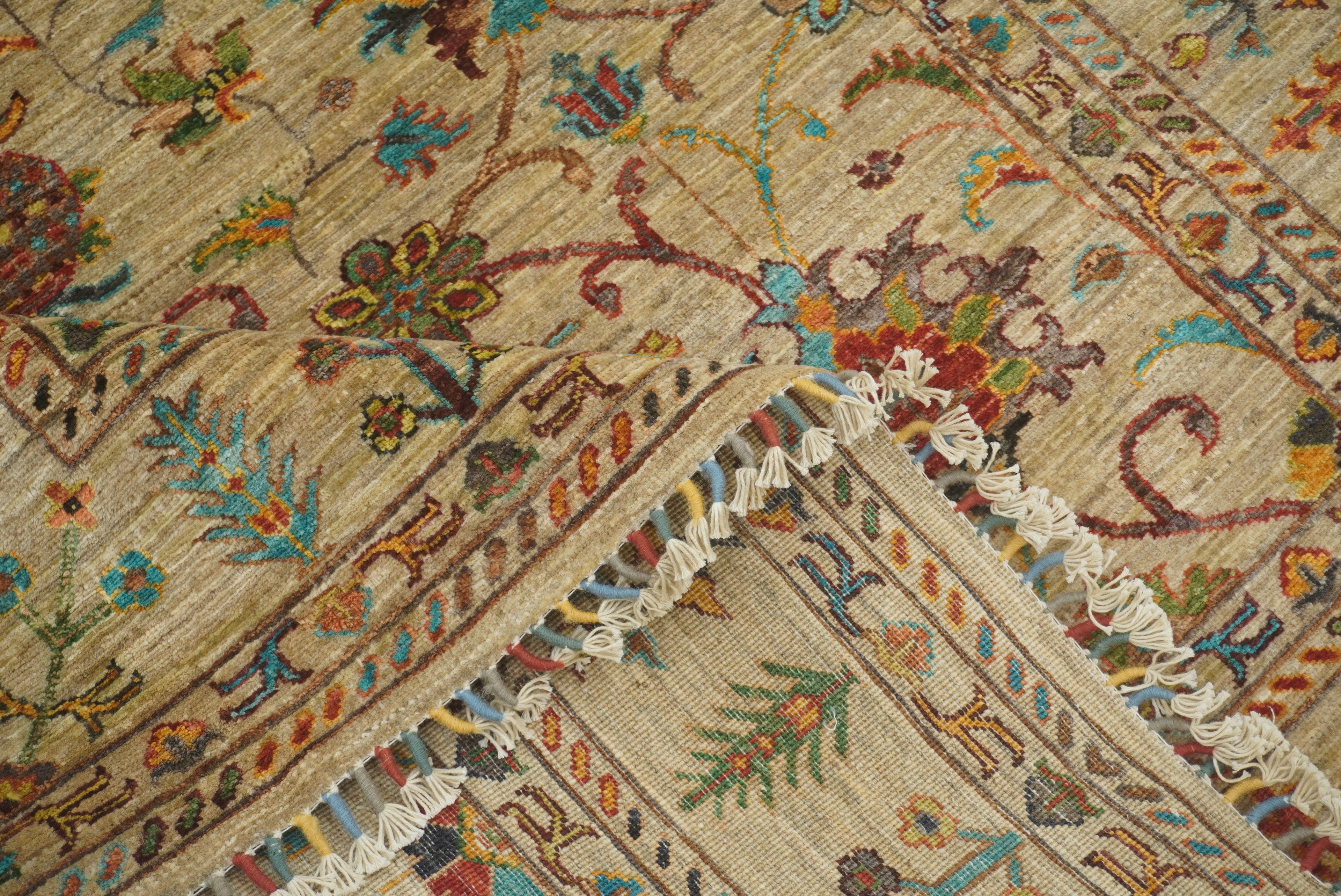 6x8 Beige Waziri Afghan Hand Knotted Oriental Rug - Yildiz Rugs