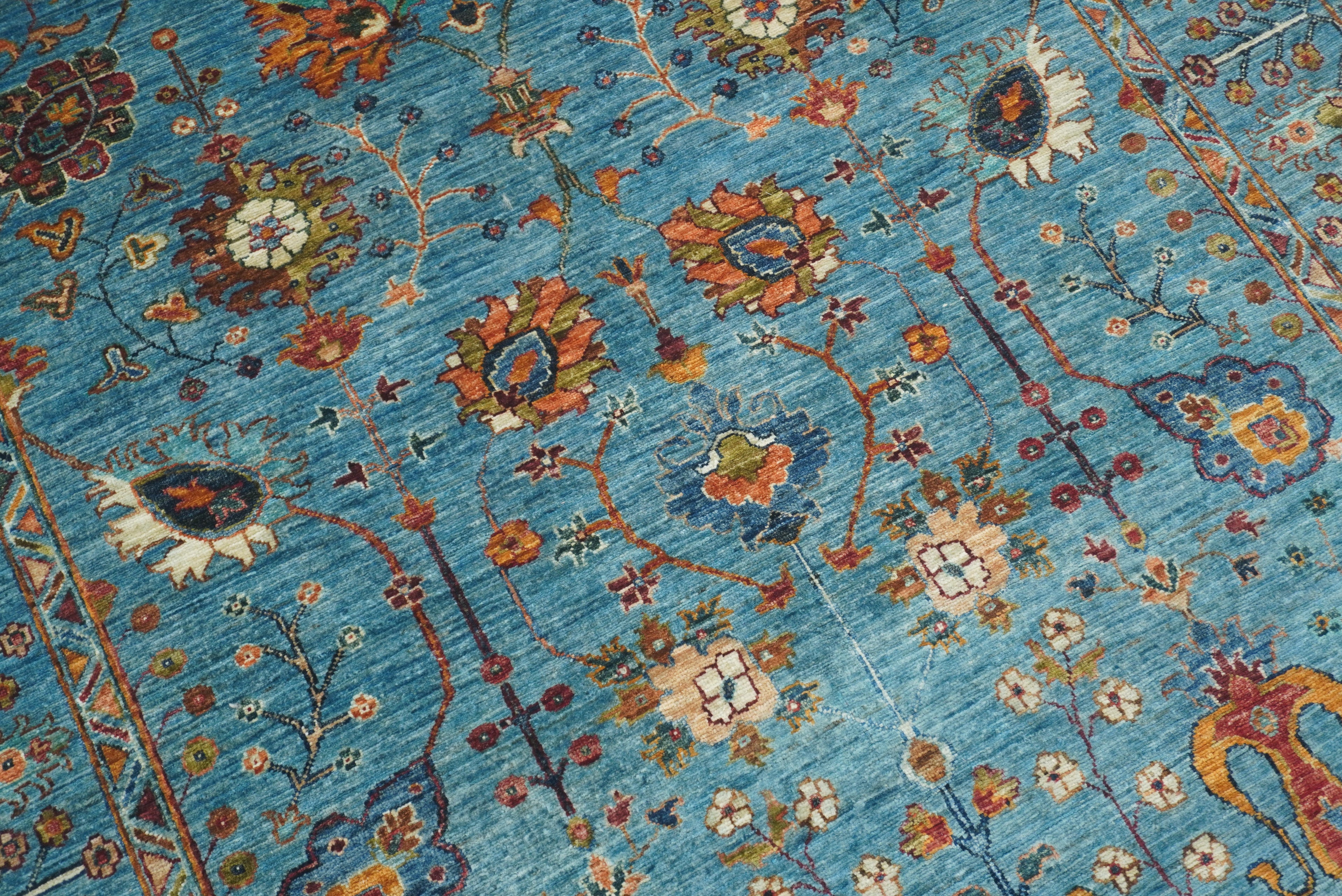6x8 Waziri Turquoise Blue Afghan Hand Knotted Oriental Rug - Yildiz Rugs