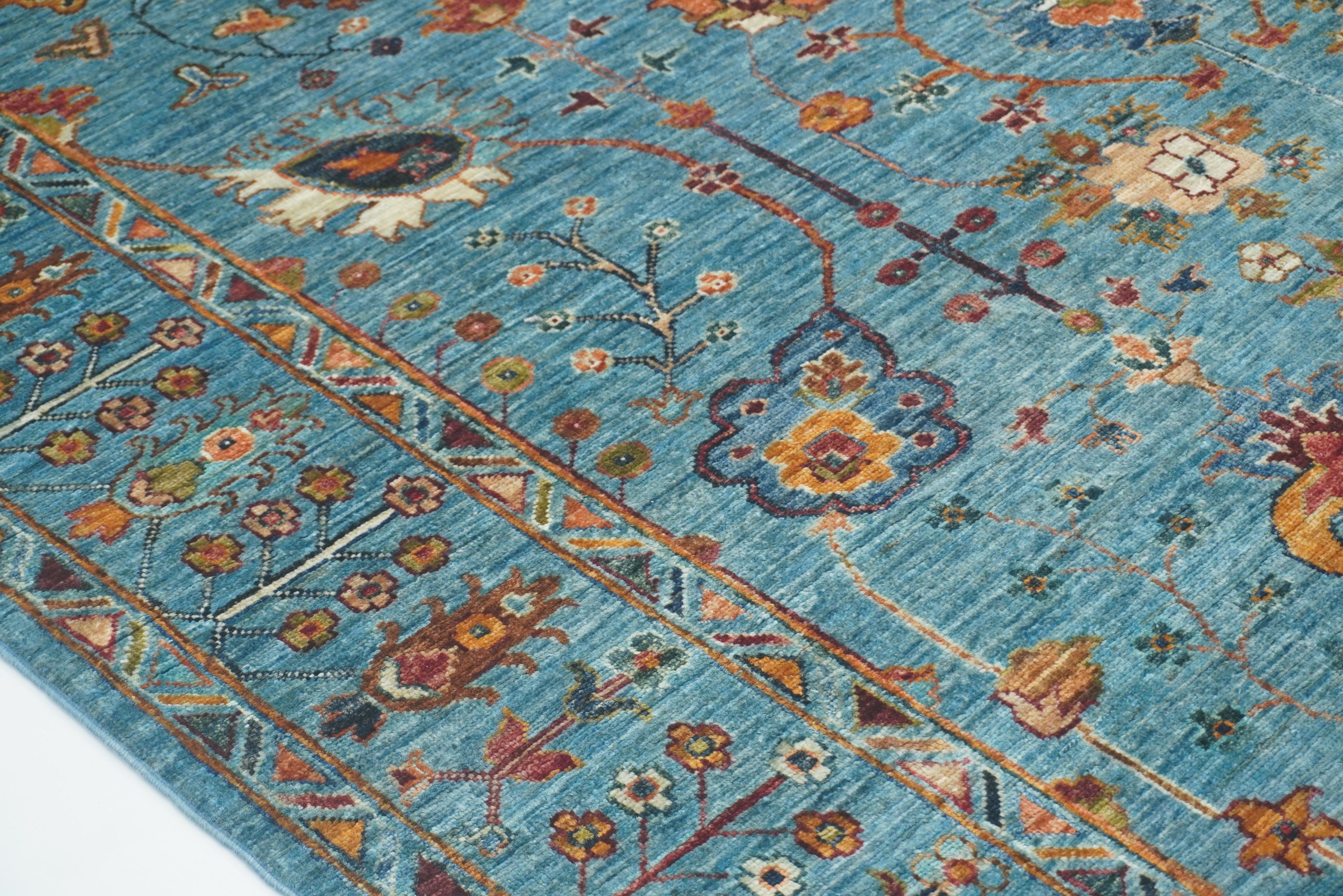 6x8 Waziri Turquoise Blue Afghan Hand Knotted Oriental Rug - Yildiz Rugs