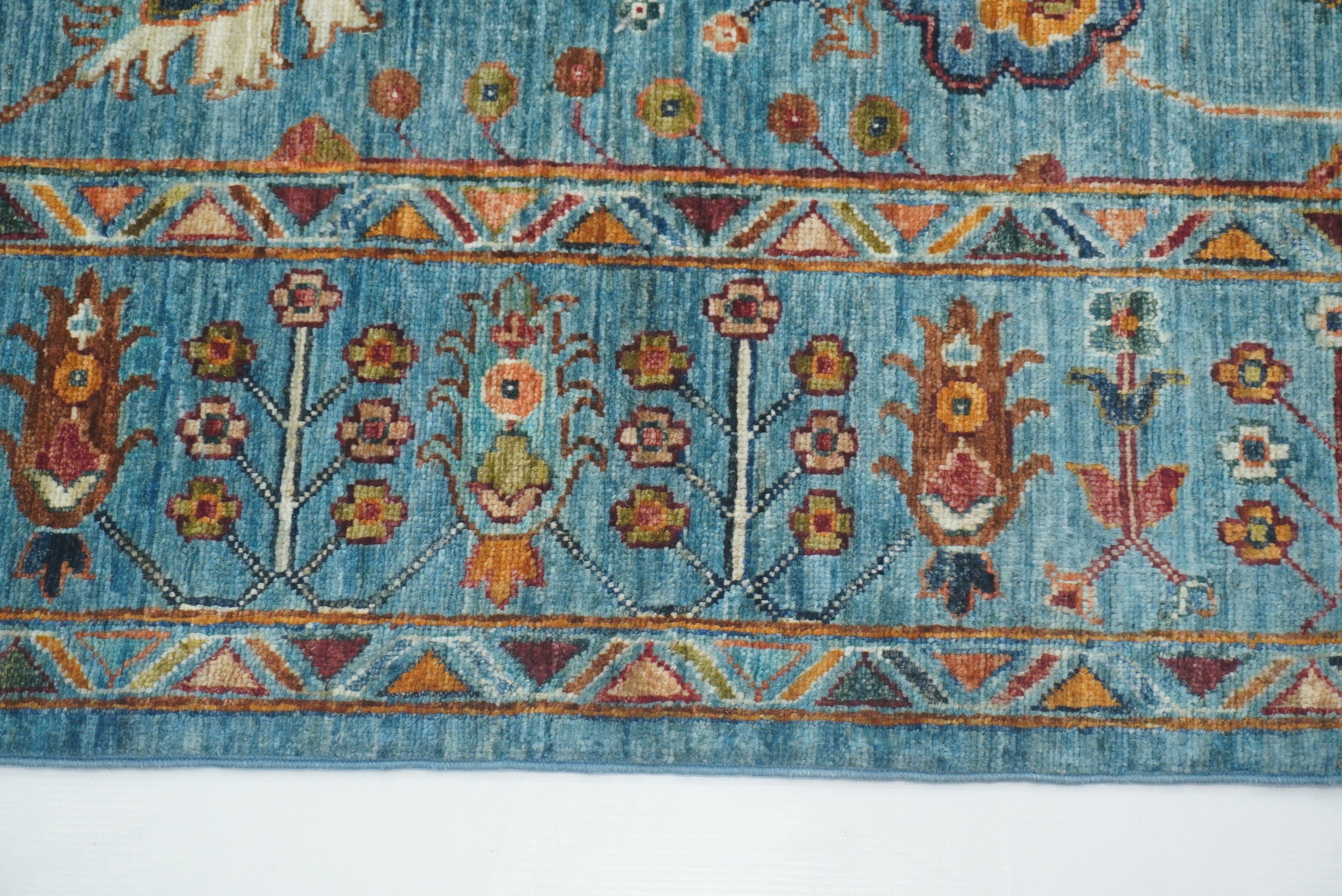 6x8 Waziri Turquoise Blue Afghan Hand Knotted Oriental Rug - Yildiz Rugs