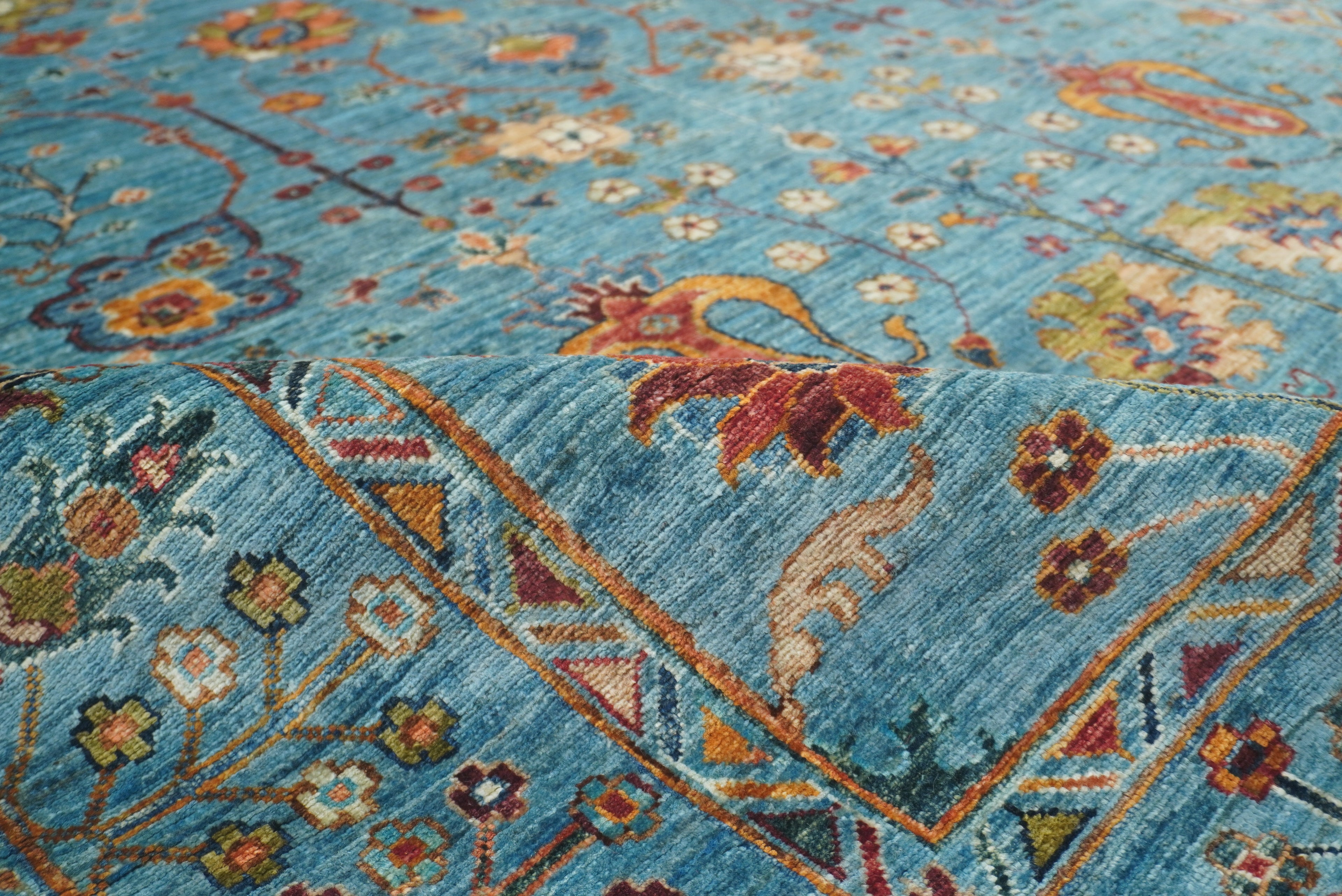 6x8 Waziri Turquoise Blue Afghan Hand Knotted Oriental Rug - Yildiz Rugs