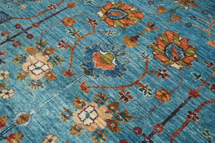 6x8 Waziri Turquoise Blue Afghan Hand Knotted Oriental Rug - Yildiz Rugs