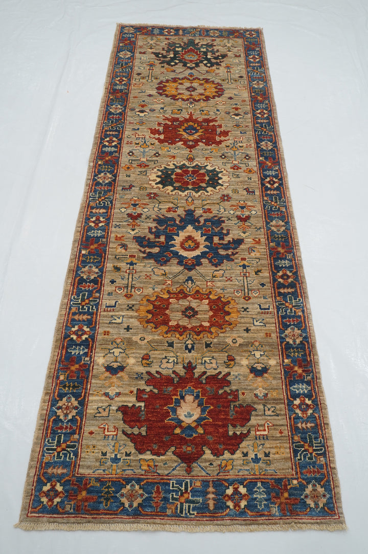 8 ft Brown Bidjar Afghan Hand knotted Oriental Runner Rug - Yildiz Rugs