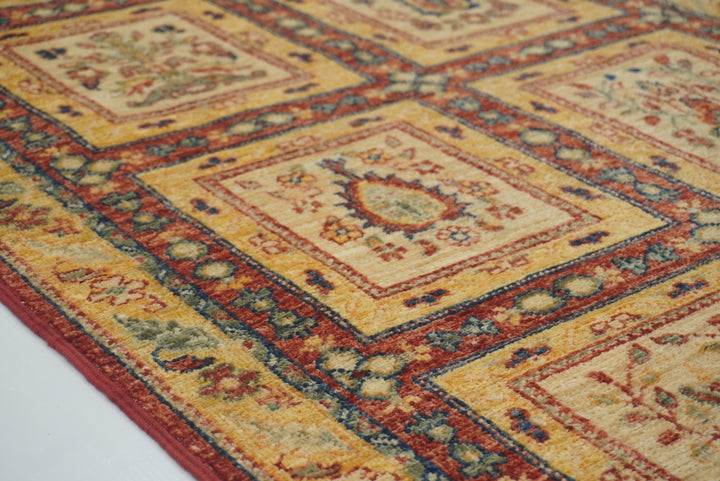 9 ft Beige Hand Knotted Afghan Wool Runner Rug - Yildiz Rugs