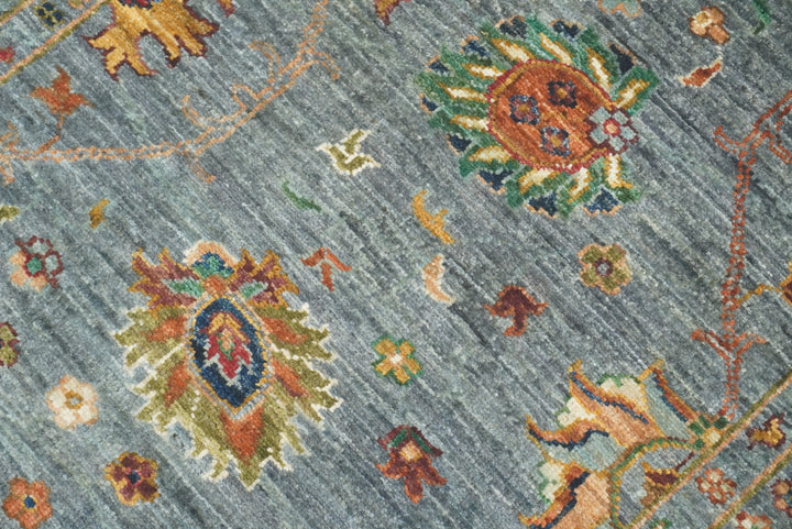 8 ft Waziri Blue Afghan Hand-Knotted Wool Runner Rug - Yildiz Rugs