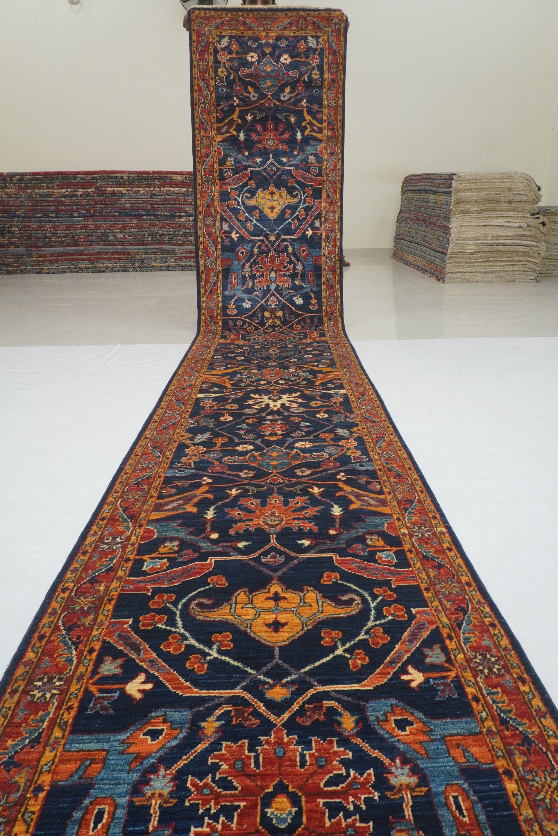 3x20 Ft Navy Blue Bidjar Afghan Extra Long Runner Rug