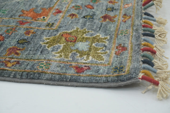 8 ft Waziri Blue Afghan Hand-Knotted Wool Runner Rug - Yildiz Rugs