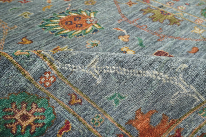 8 ft Waziri Blue Afghan Hand-Knotted Wool Runner Rug - Yildiz Rugs