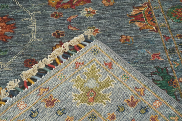 8 ft Waziri Blue Afghan Hand-Knotted Wool Runner Rug - Yildiz Rugs