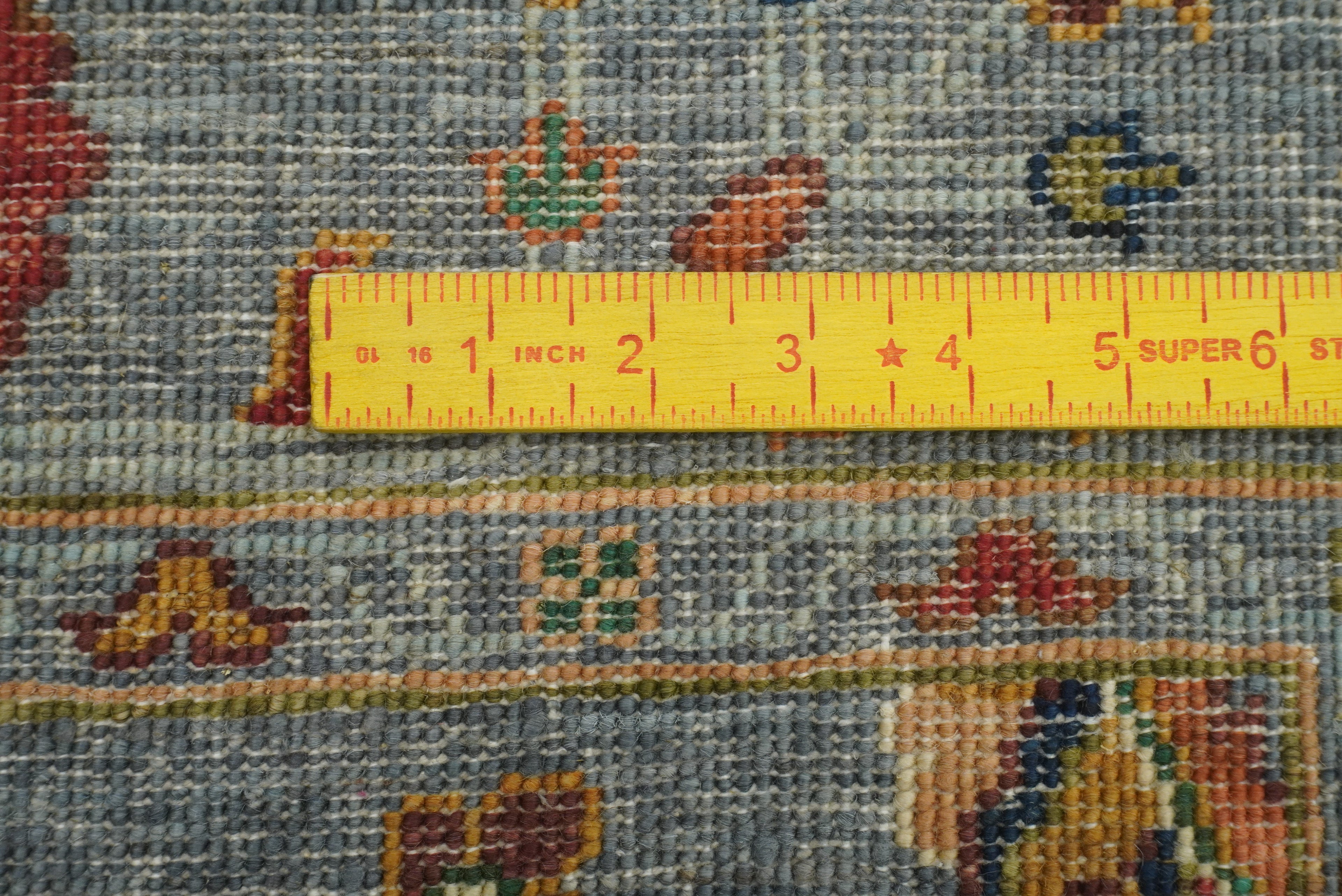 8 ft Waziri Blue Afghan Hand-Knotted Wool Runner Rug - Yildiz Rugs
