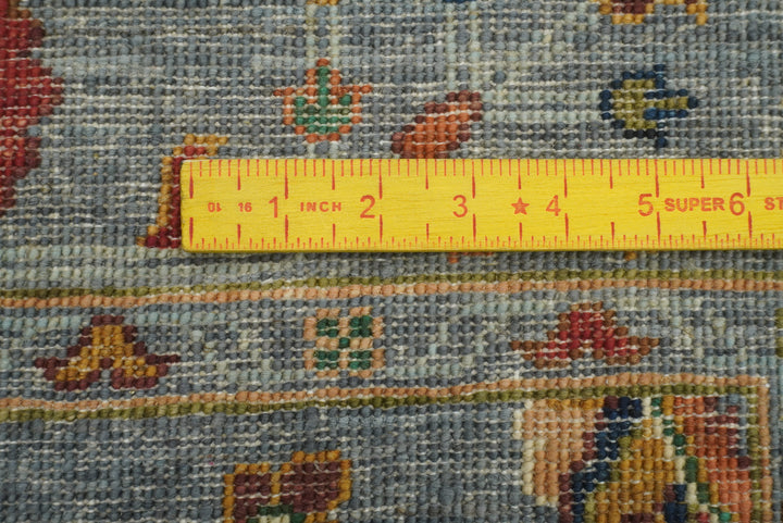 8 ft Waziri Blue Afghan Hand-Knotted Wool Runner Rug - Yildiz Rugs